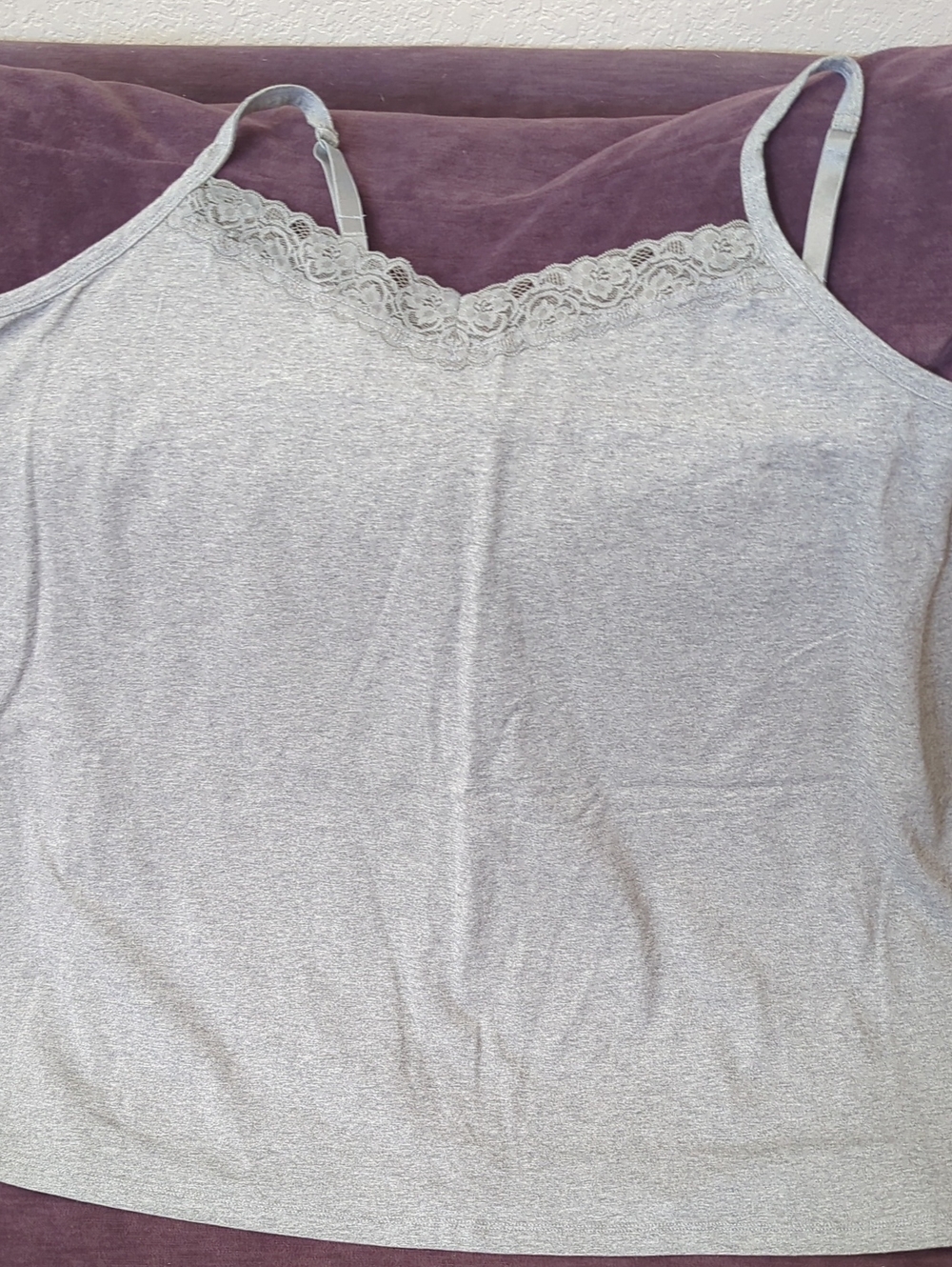 Catherines Light Gray Lace-Trim Cami